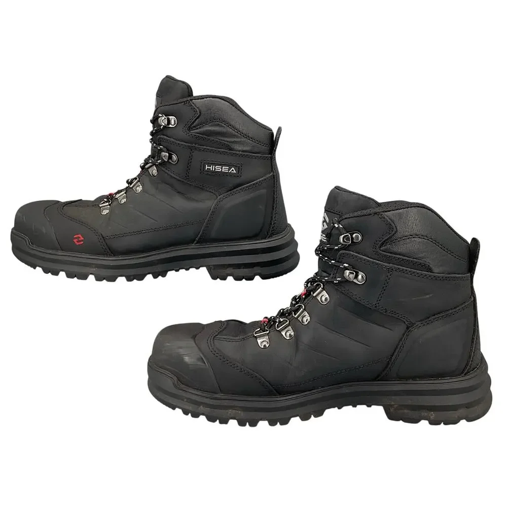 Hisea Men’s Waterproof Composite Toe Work Boots Black Size 9M